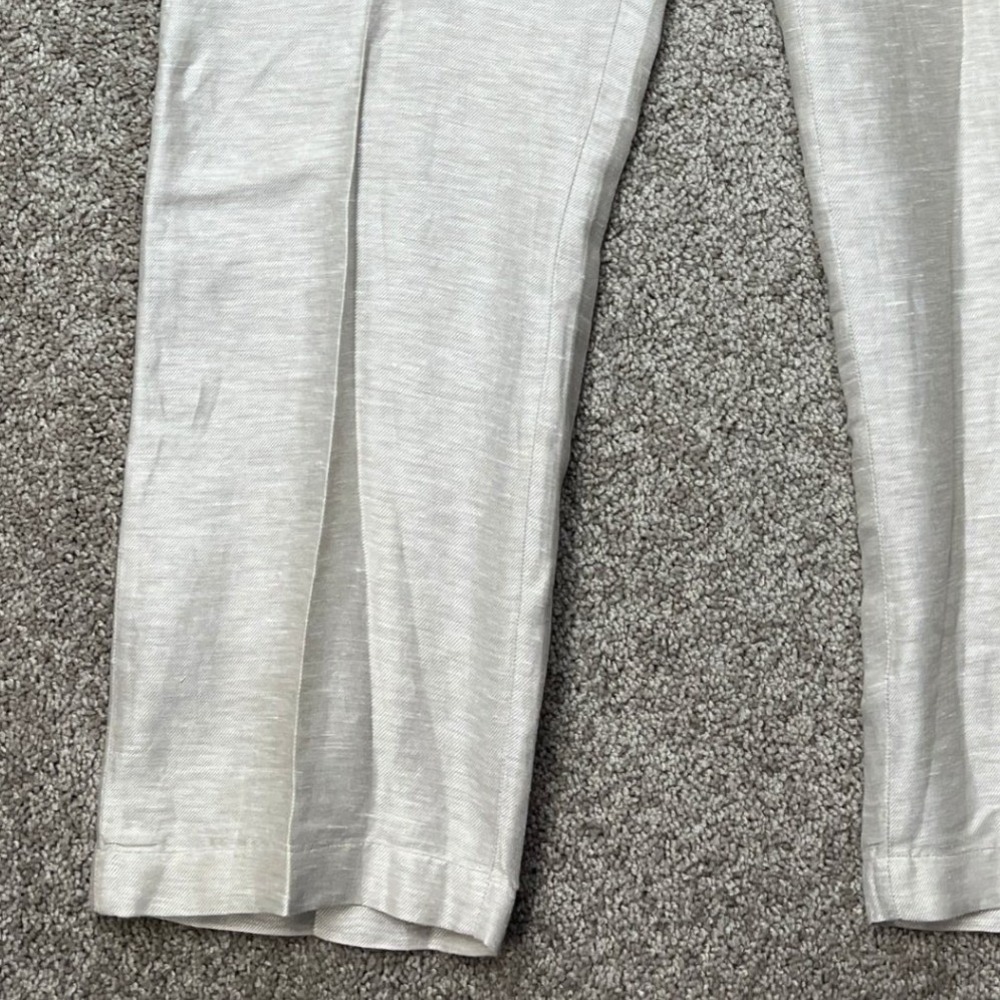 Perry Ellis Linen Blend Pants Mens 38x32 Beige Straight Leg Drawstring Twill EUC - Picture 3 of 16